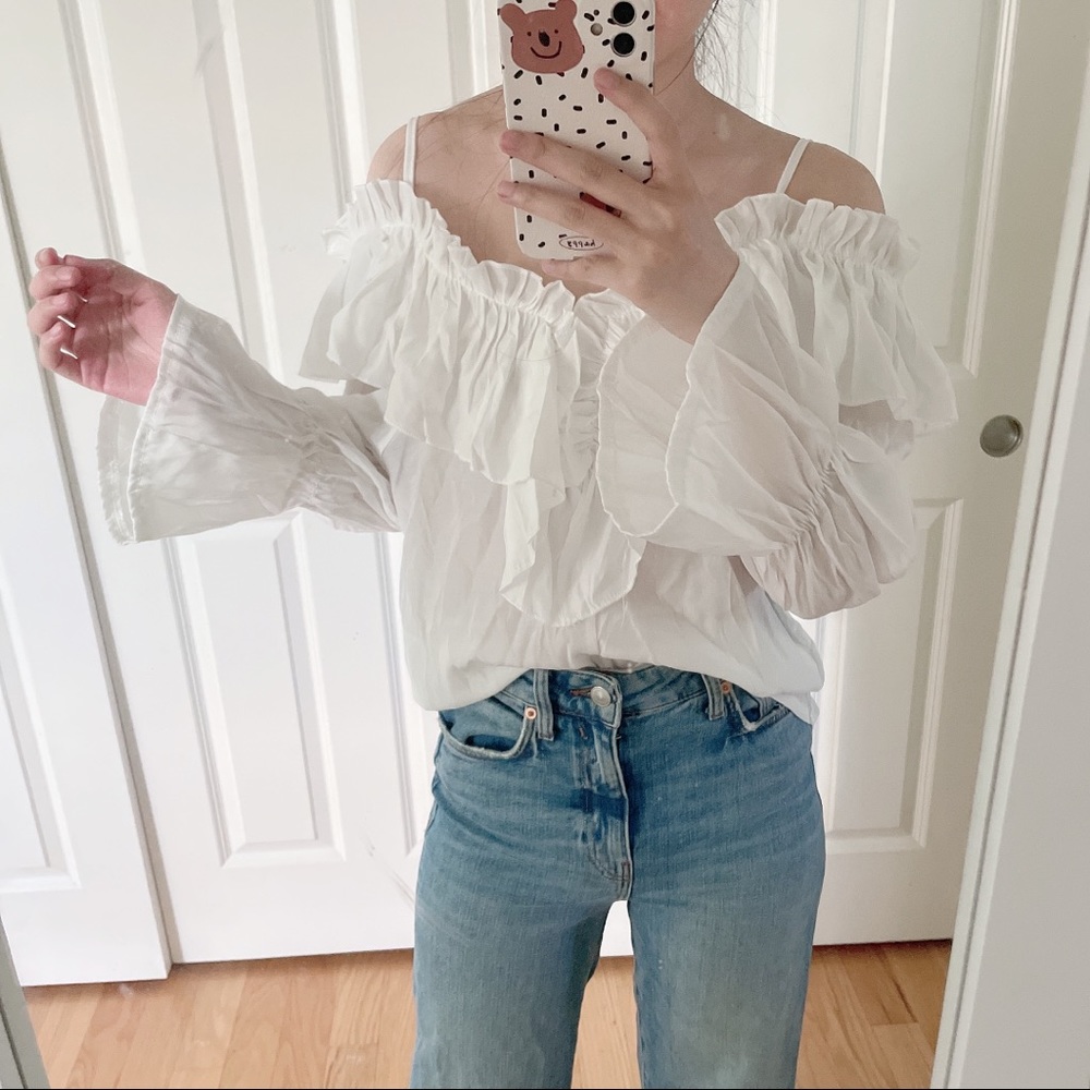 Cold Shoulder Top with Ruffle Details